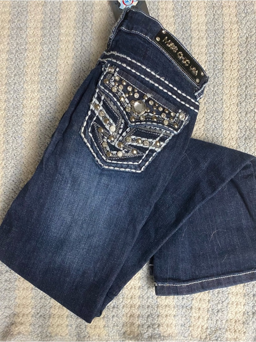 Vintage Y2K Miss Chic Bootcut Jeans w/ Western Bling Cowgirl rhinestones Pockets